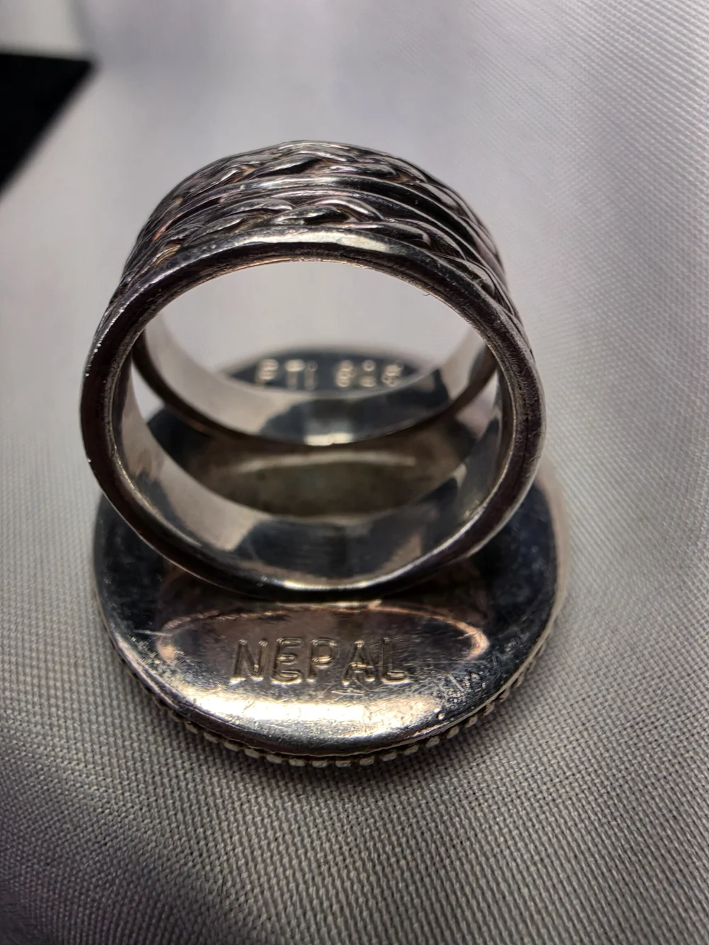 2 Mohurs coin of Nepal Statement Ring Sterling Silver Sz 7.5
